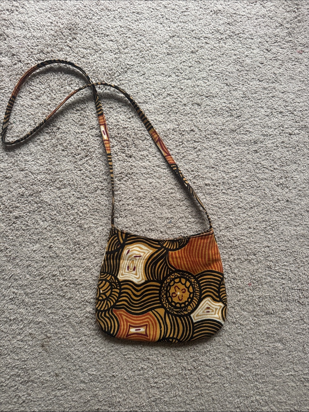 Source Unknown Brown & Tan Patterned Crossbody Bag